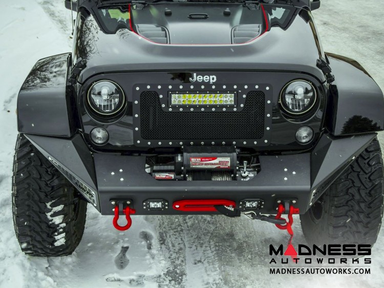 Jeep Wrangler JK Stealth Fighter Front Bumper Center w/ Tow Hooks by Addictive Desert Designs